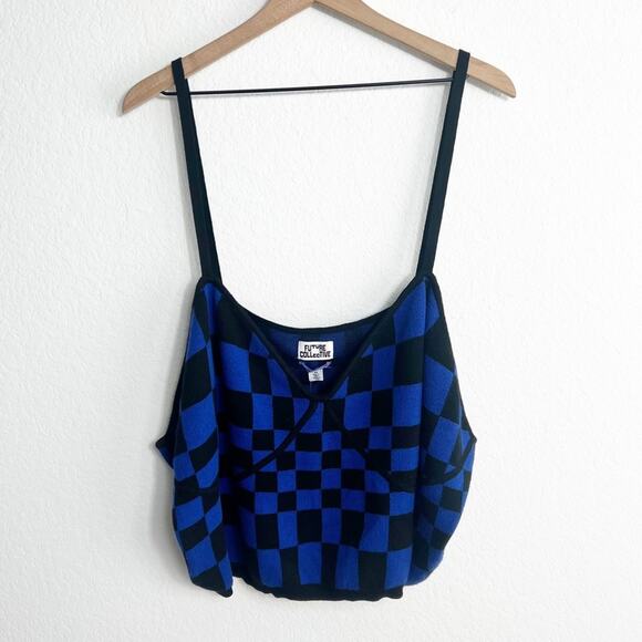 FUTURE COLLECTIVE KAHLANA BARFIELD WOMEN PLUS SIZE V NECK BLUE BLACK SWEATER - Picture 2 of 6